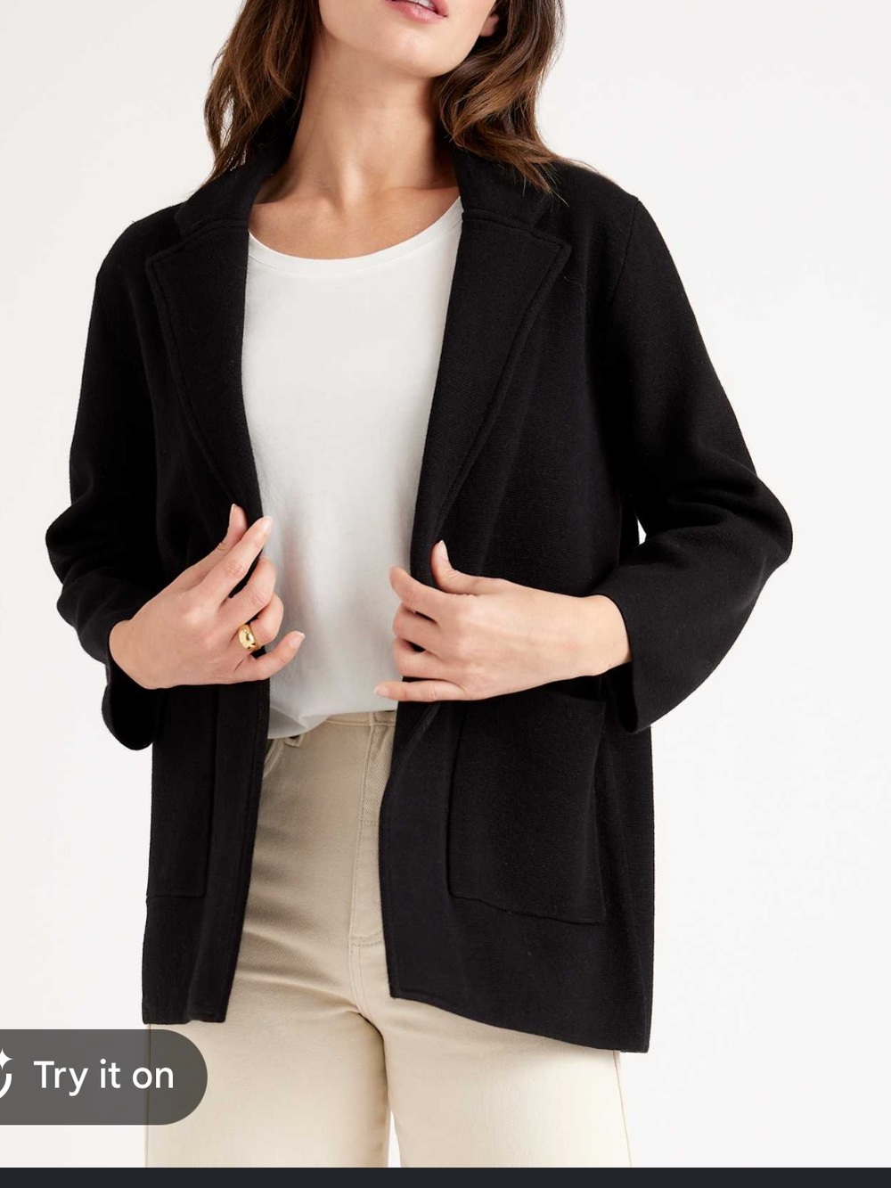 QUINCE 100% Organic Cotton Knit Blazer black XL woman’s